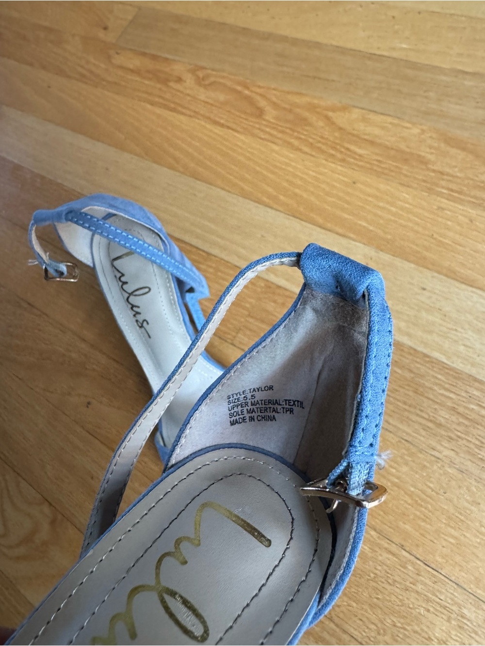 Lulu's Light Blue Suede Block Heel Sandals - Picture 4 of 4